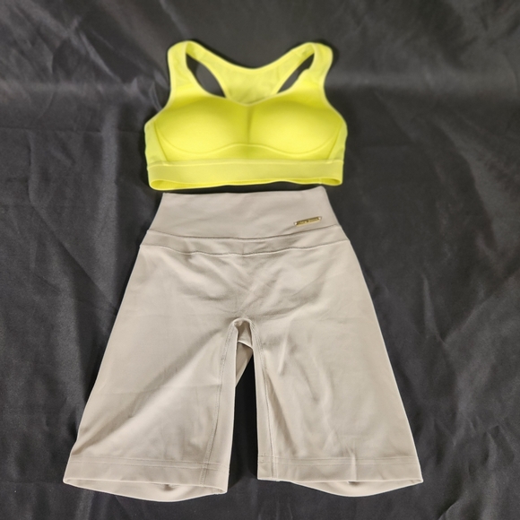 Gymshark XS Women's 2 Pc. Yelloe Bralette and Whitney Simmons Seamless Shorts - Picture 1 of 8